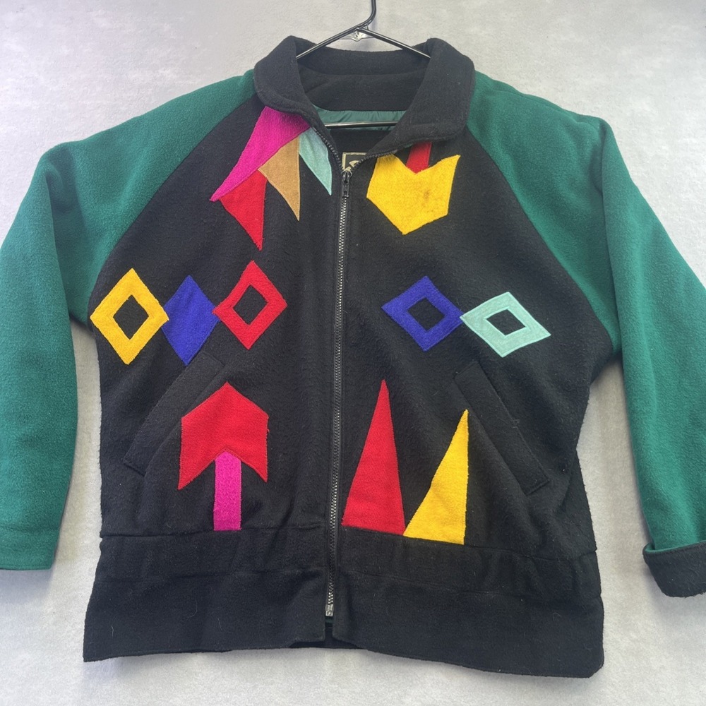 Braetan Womens Coat Color Block Design Wool Blend Jacket Medium Vintage